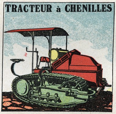 Mechanische tractie: rupsvoertuig. Anonieme illustratie uit 1925. Privécollectie. door Anonymous Anonymous