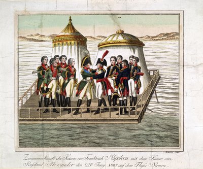 Ontmoeting van keizers Alexander I van Rusland en Napoleon I van Frankrijk bij de Neman nabij Tilsit door Anonymous Anonymous