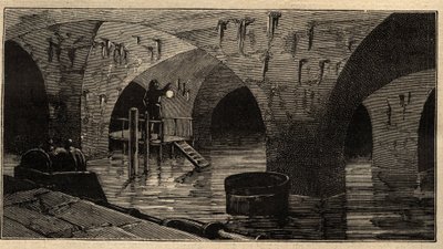 Menilamount Reservoir - Parijs - 1890 - gravure 1890 door Anonymous Anonymous