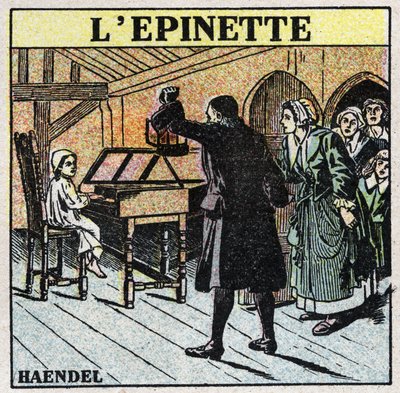Muziekinstrumenten: geslagen snaarinstrumenten. Jonge George Frederick Handel (Georg Friedrich Handel) door Anonymous Anonymous