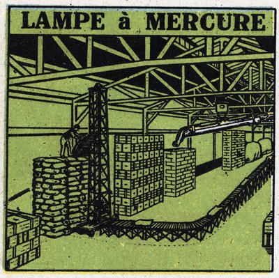 Nieuwe gas-eigenschappen: kwiklamp. Anonieme illustratie uit 1925. Privécollectie. door Anonymous Anonymous