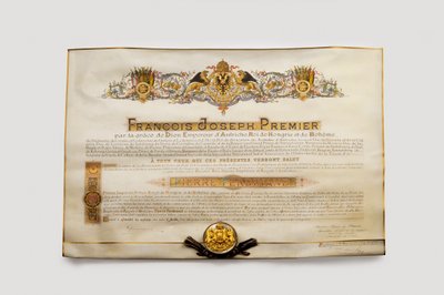 Orde van het Gulden Vlies: Het Oostenrijkse Gulden Vlies - Toelatingsdiploma tot de Orde van het Gulden Vlies door Pierre Ferdinand (Pierre-Ferdinand) (1874-1948), Aartshertog van Oostenrijk door Anonymous Anonymous