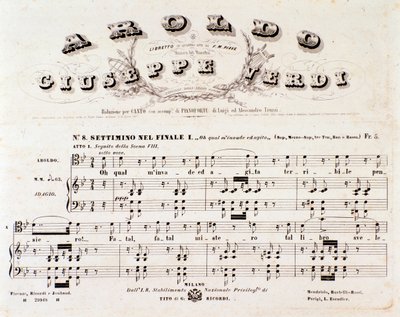 Pagina van de partituur van Aroldo, opera van Giuseppe Verdi door Anonymous Anonymous