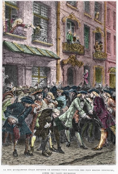 Parijs IV arrondissement - La rue Quincampoix in 1720 ten tijde van het systeem van John Law - 