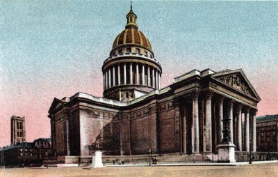 Parijs: buitenaanzicht van het Pantheon gebouwd in 1757-1790 door Jacques Germain Soufflot (1713-1780). Foto van 1920 in 