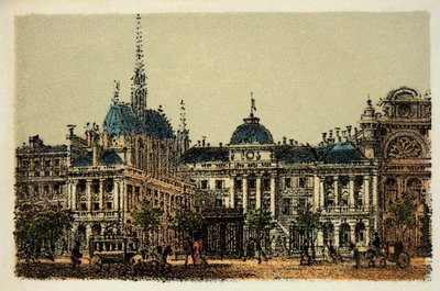 Parijs in 1874: Het Paleis van Justitie en de Sainte Chapelle - privécollectie door Anonymous Anonymous