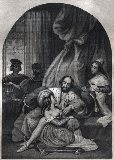 Paul III (Paus van 1534 tot 1549) en zijn familie. Gravure uit 1842 in 