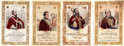 Vrome afbeelding: De Bisschop van Sint Vigil van Trento (Vigilio di Trento), de Bisschop van Sint Eloi van Noyon (Sant