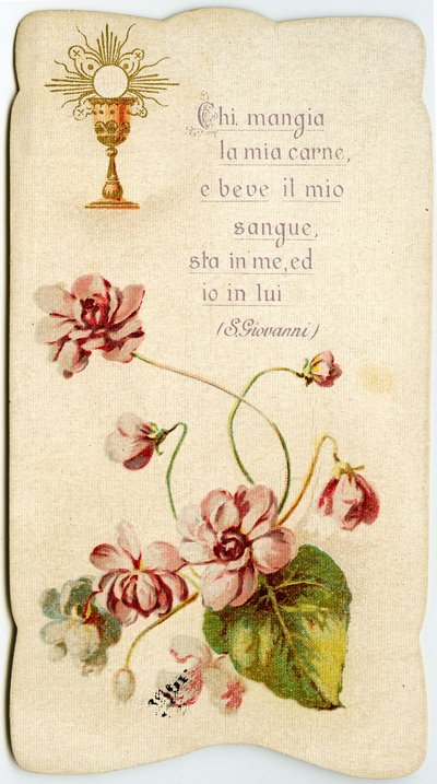 Vrome afbeelding: Eucharistie, Wie mijn lichaam eet en mijn bloed drinkt, blijft in mij en ik in hem (gravure) door Anonymous Anonymous