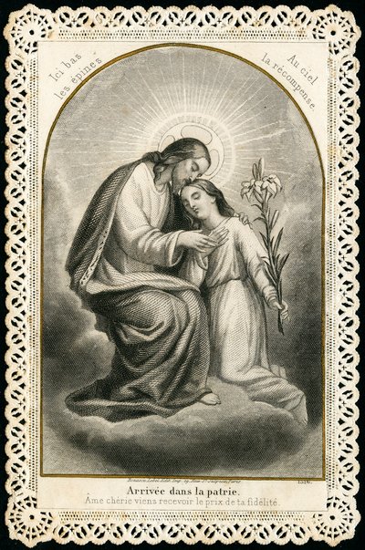 Vrome afbeelding: Jezus ontvangt de zielen van de gelovigen (gravure) door Anonymous Anonymous