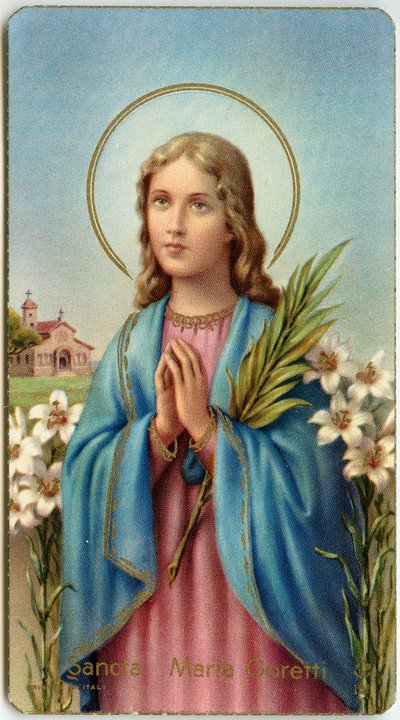 Vrome afbeelding: Maria Goretti Italiaanse maagd-martelaar (chromolithografie) door Anonymous Anonymous