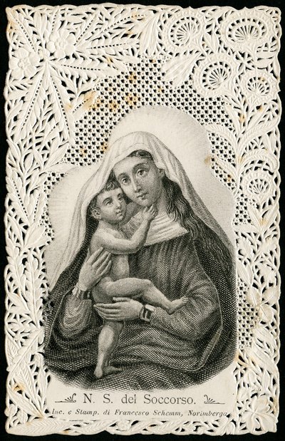 Vrome afbeelding: Onze lieve vrouw van goede hulp, met Jezus (gravure) door Anonymous Anonymous