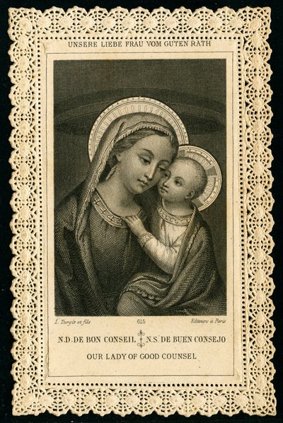 Vrome afbeelding: Portret van de Maagd Maria, Onze Lieve Vrouw van Goede Raad door Anonymous Anonymous