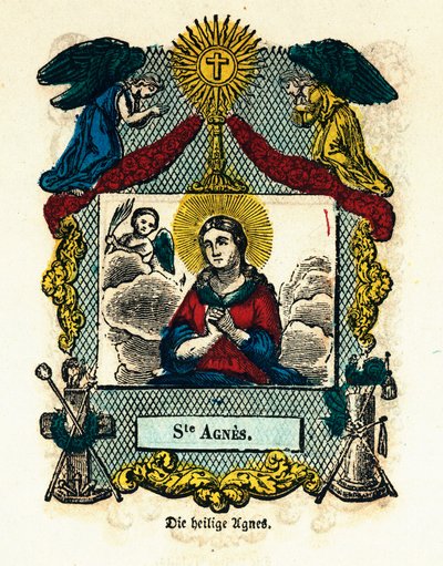 Vrome afbeelding: Sint Agnes. Gravure uit de 19e eeuw Privécollectie door Anonymous Anonymous