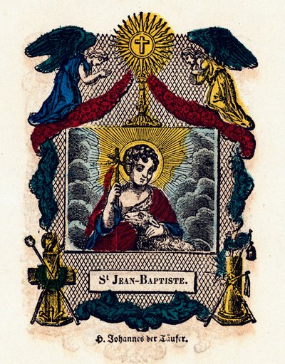 Vrome afbeelding: Sint Johannes de Doper. Gravure uit de 19e eeuw Privécollectie door Anonymous Anonymous