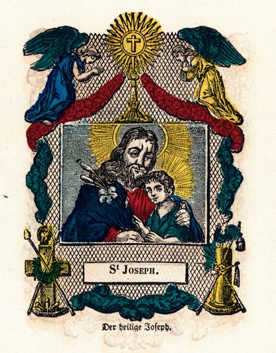 Vrome afbeelding: Sint Jozef. Gravure uit de 19e eeuw, privécollectie door Anonymous Anonymous