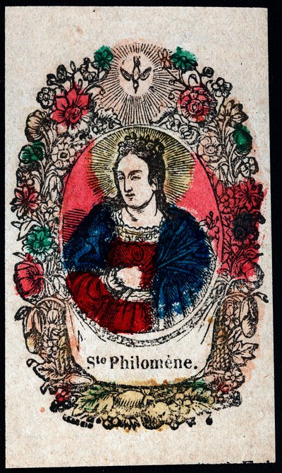 Vrome afbeelding: Sint Philomena. Gravure uit de 19e eeuw Privécollectie door Anonymous Anonymous