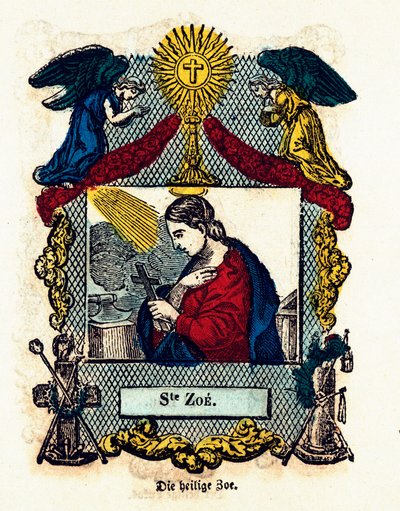 Vrome afbeelding: Heilige Zoe. Gravure uit de 19e eeuw. Privécollectie door Anonymous Anonymous