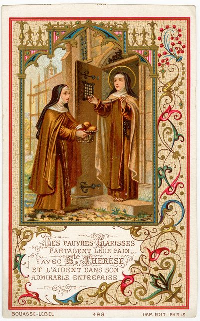 Vrome afbeelding: Sint Teresa van Jezus ontvangt hulp en brood van de Arme Klaren door Anonymous Anonymous