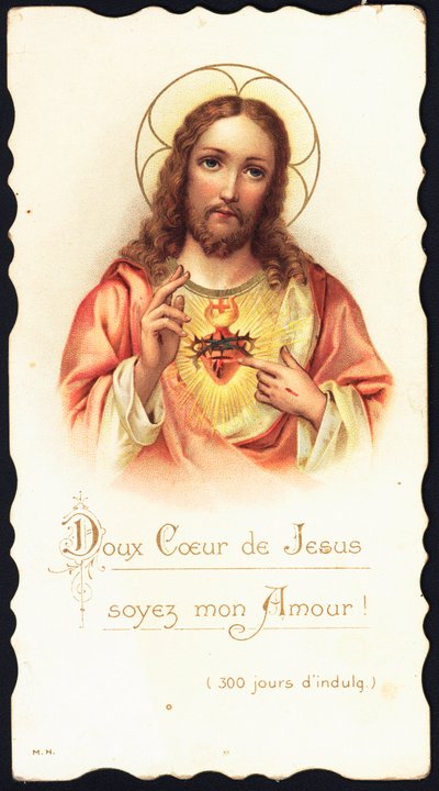 Vrome afbeelding: Zoet hart van Jezus wees mijn liefde. Chromolithografie van het begin van de 20e eeuw Privécollectie door Anonymous Anonymous