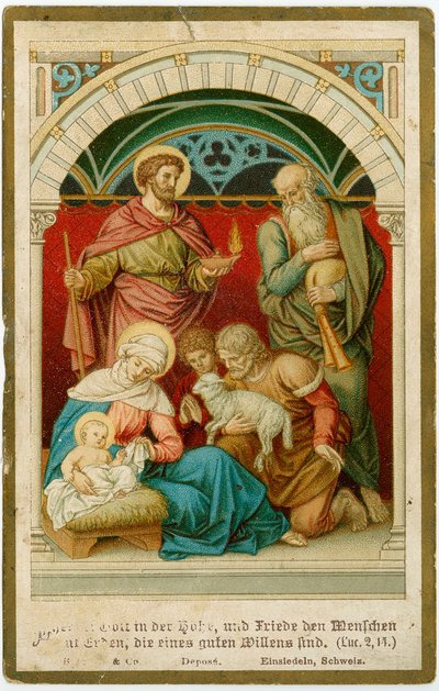 Vrome afbeelding: De geboorte (chromolithografie) door Anonymous Anonymous