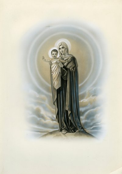 Vrome afbeelding: Maagd en kind (gravure) door Anonymous Anonymous