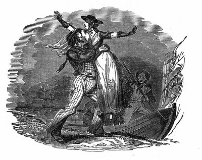 Piraat Charles Gibbs neemt een Nederlands meisje van zijn schip (begin 19e eeuw). Gravure uit The pirate own book 1837. door Anonymous Anonymous
