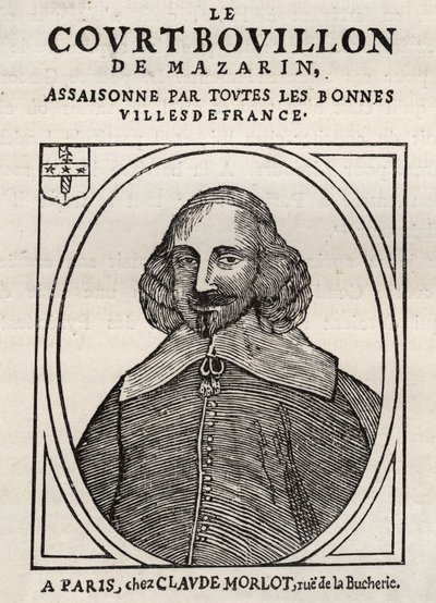 Politieke pamfletten Mazarinade (politiek pamflet onder de slinger), populaire afbeelding tegen Mazarin over zijn pensionering in Bouillon (Le court broth de Mazarin). Privécollectie. door Anonymous Anonymous