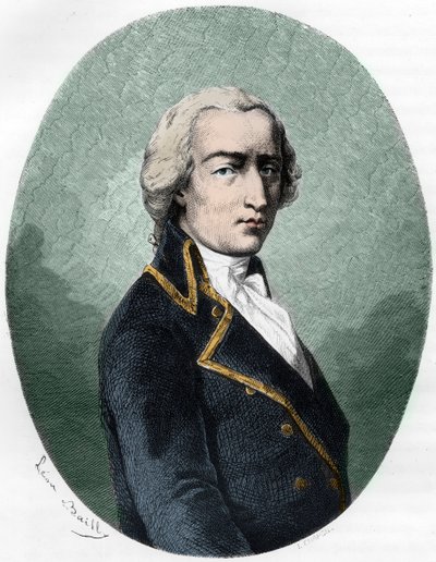 Portret van ARMAND LOUIS door GONTAUT BIRON, Hertog van Lauzun, Franse soldaat - Portret van Armand-Louis de Gontaut Biron Hertog van Lauzun (Biron-Lauzun) (1758-1793) - Gravure uit 1863 in 