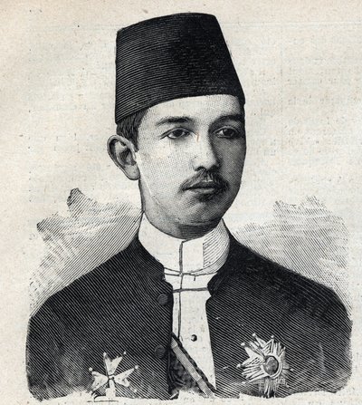 Portret van Abbas II Pasha (1874-1944), vicekoning van Egypte. Gravure in Le Peute Parisien door Anonymous Anonymous