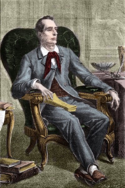 Portret van Alphonse de Lamartine (1790-1869) - Portret van Alphonse de Lamartine (1791-1869), Franse schrijver en politicus - Gravure in 