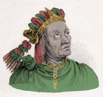 Portret van Atahualpa (1502-1533), laatste keizer van het Inca-rijk. Gravure uit de 19e eeuw. Milanese door Anonymous Anonymous