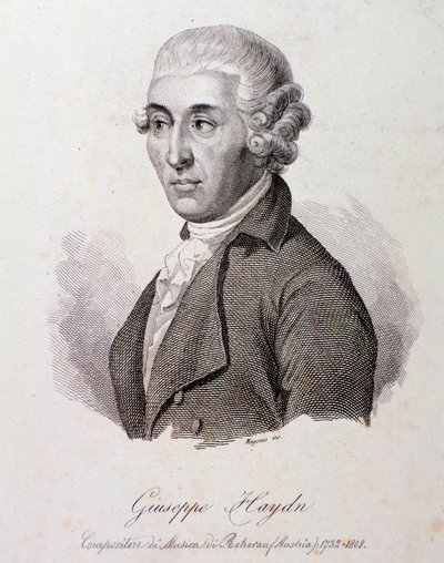 Portret van de Oostenrijkse componist Joseph Haydn (1732-1809) Gravure. 19e eeuw Privécollectie door Anonymous Anonymous