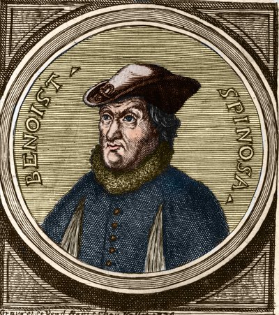 Portret van Baruch Spinoza (1632-1677), Nederlandse filosoof, ook bekend als Bento de Espinosa of Benedictus de Spinoza of Benoit de Spinoza. Gravure uit de 17e eeuw door Anonymous Anonymous