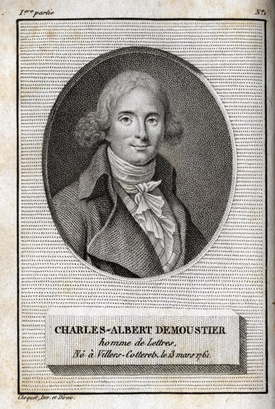 Portret van Charles Albert Demoustier (1760-1801), Franse schrijver. Gravure uit 1819 in 