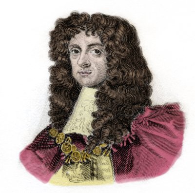 Portret van Karel II (1630-1685) koning van Engeland. Gravure uit de 19e eeuw. Milanese door Anonymous Anonymous