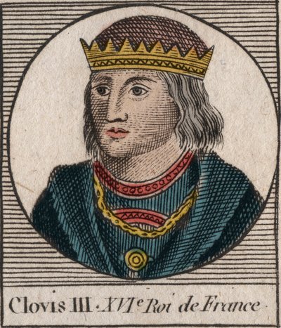 Portret van Clovis III, koning van de Franken - gravure uit 