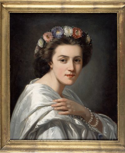 Portret van Eleonora Duse (1858-1924), Italiaanse comédienne (anoniem schilderij uit het einde van de 19e eeuw, privécollectie) door Anonymous Anonymous