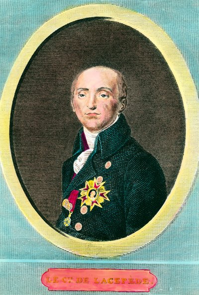 Portret van Etienne de La Ville, Graaf De Lacepede, Franse natuuronderzoeker. Anonieme gravure door Anonymous Anonymous
