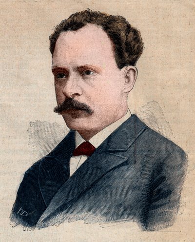 Portret van Eugène Turpin, chemicus gespecialiseerd in explosieven. Gravure in 