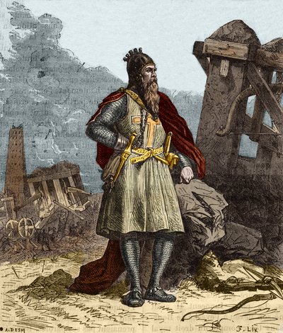 Portret van Frederik I van Hohenstaufen bekend als Frederik Barbarossa (1122-1190), Duits-Romeins keizer. Gravure uit de 19e eeuw door Anonymous Anonymous