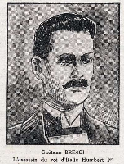 Portret van Gaetano Bresci (1869-1901), Italiaanse anarchist die koning Humbert I vermoordde door Anonymous Anonymous