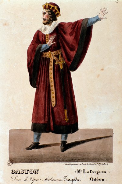 Portret van Gaston vertolkt door Lafargues in De Siciliaanse Vespers (I vespri siciliani), opera van Giuseppe Verdi door Anonymous Anonymous