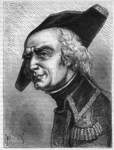 Portret van generaal Luc Simeon Auguste Dagobert (1736-1794). Gravure uit 1866 in 