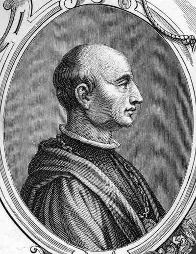 Portret van Gentile Bellini (1429-1507), Italiaanse schilder. Gravure uit 1859 in "de galerijen van Europa - Italië" door Armengaud. Privécollectie. door Anonymous Anonymous