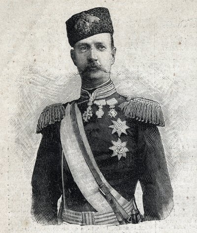 Portret van George I Koning van Griekenland (1845-1913). Gravure in 