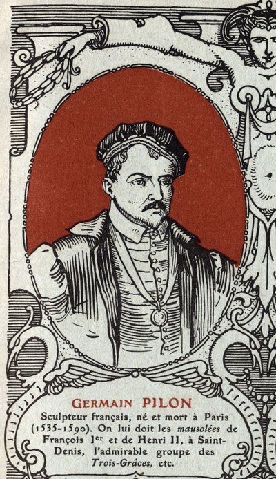 Portret van Germain Pilon (1535-1590), Franse beeldhouwer. Gravure uit 1914. Privécollectie. door Anonymous Anonymous