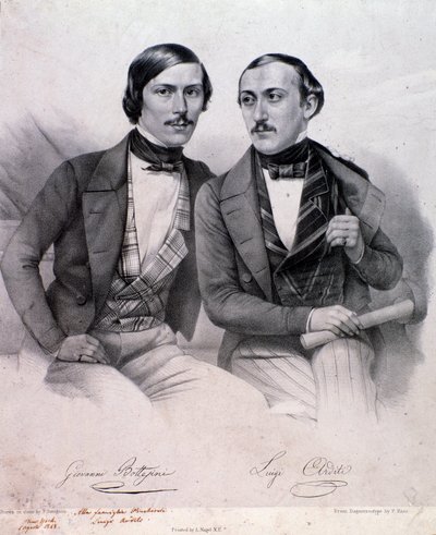 Portret van Giovanni Bottesini (links) en Luigi Arditi door Anonymous Anonymous
