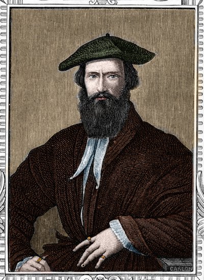 Portret van Girolamo Francesco Maria Mazzola genaamd Parmigianino of De Parmezaan (1503-1540) Italiaanse schilder. Gravure uit 1859 in "de galerijen van Europa - Italië" door Armengaud. Privécollectie. door Anonymous Anonymous