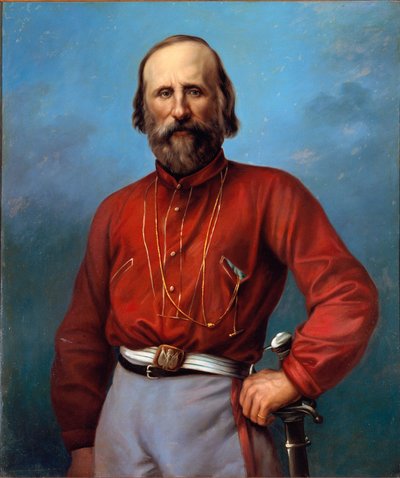 Portret van Giuseppe Garibaldi (1807-1882). Anoniem schilderij 19e eeuw. Brescia, privécollectie door Anonymous Anonymous